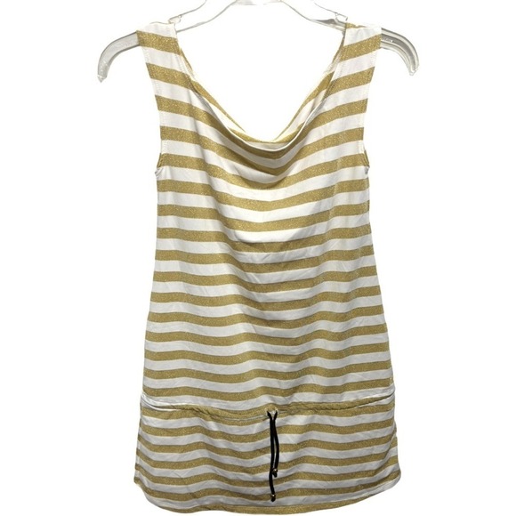 Tommy Hilfiger Dresses & Skirts - Tommy Hilfiger Gold Glitter Stripe Tank Mini Dress Size Small Summer Beach